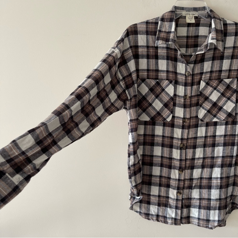 Plaid Button-Front Multicolor Oversized Flannel S… - image 4